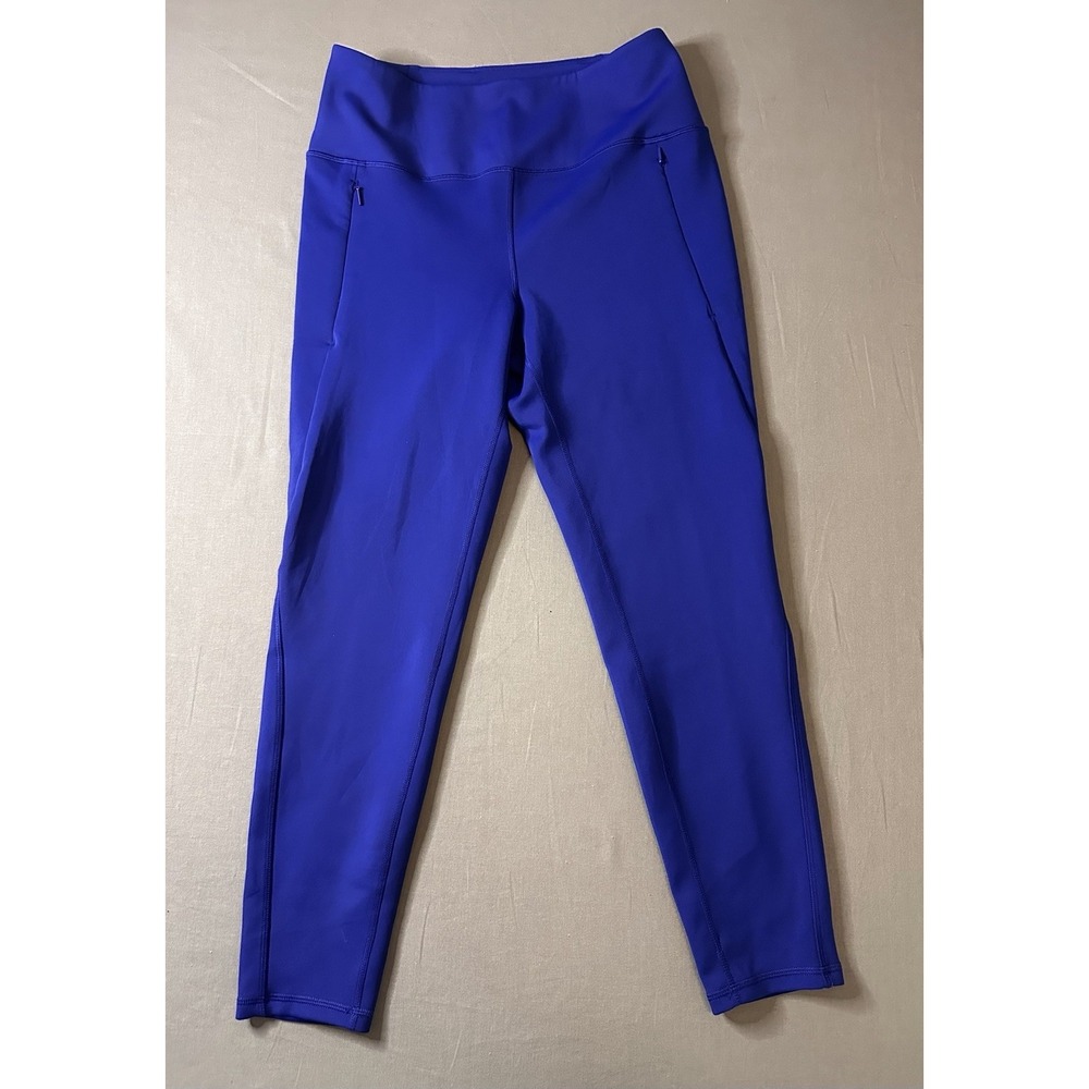 SPYDER Royal Blue Thick Compression Leggings With Zipper Pockets Sz M